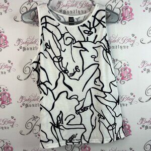 Emily rose short line work artist Abstract Black and White Women's Tank Top